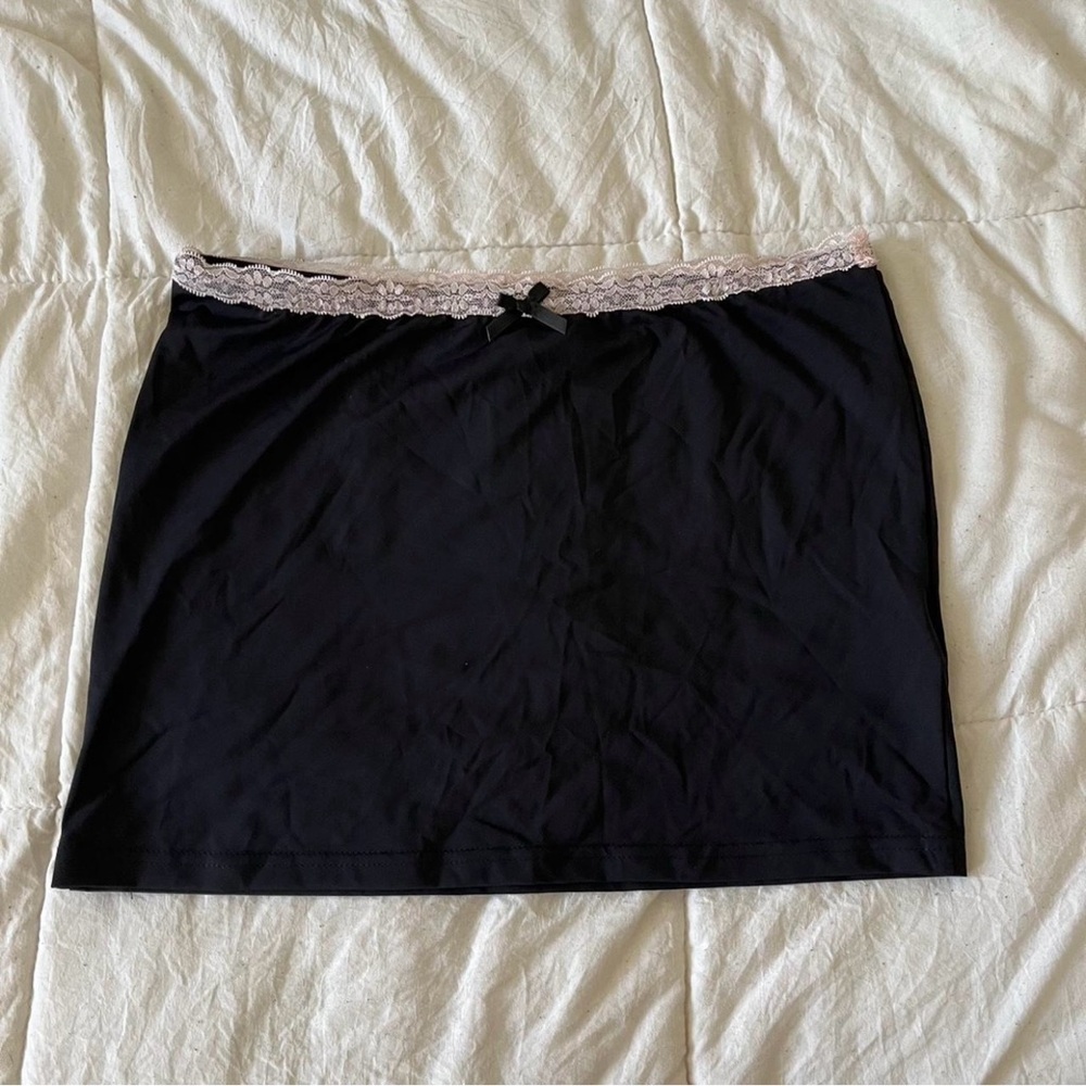 Edikted Black Skirt with Pink Lace Accent